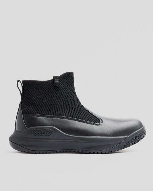 The Snibbs Pro - Eclipse Black features a premium knit upper, rubber sole, and heel pull tab, shown side-on against a light backdrop.