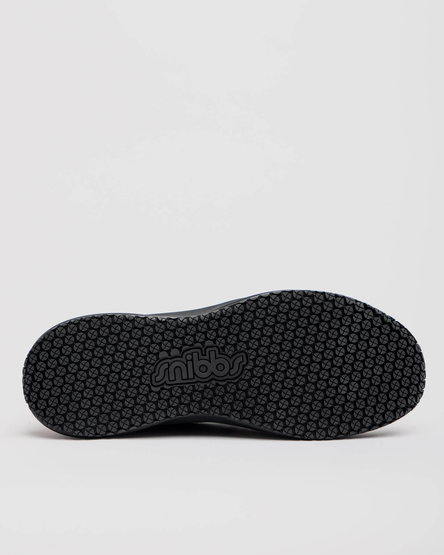 Eclipse Black ROVR Mid by Snibbs: black sole, textured triangles, slip-resistant, "snibbs" embossed center, plain background.